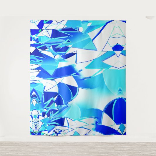 Blaue Bildausschnitte unregelmäßig verdreht Wandteppich (Vorderseite)