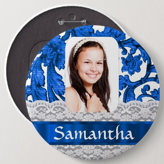 Blaue Bildvorlage Button (Vorne & Hinten)