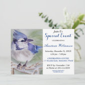 BLAUE BIRD OF HAPPINESS PARTY EVITE EINLADUNG (Stehend Vorderseite)