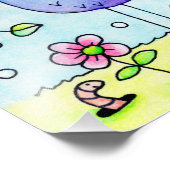 Blaue Bird und Blume Fotodruck (Ecke)