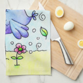 Blaue Bird und Blume Geschirrtuch (Viertel Falte)