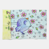 Blaue Bird und Blume Geschirrtuch (Horizontal)