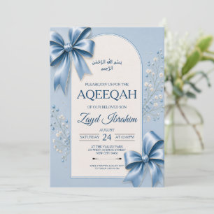 Blaue Bismillah-Kalligrafie Aqeeqah-Einladungskart Einladung