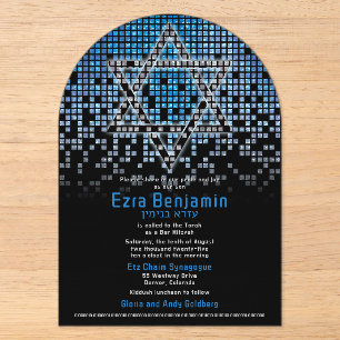 Blaue Black Video Game Gamer Bar Mitzvah Acryleinladungen