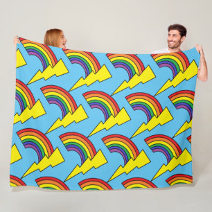 Blaue Blankette mit Rainbows und Blitzen Fleecedecke