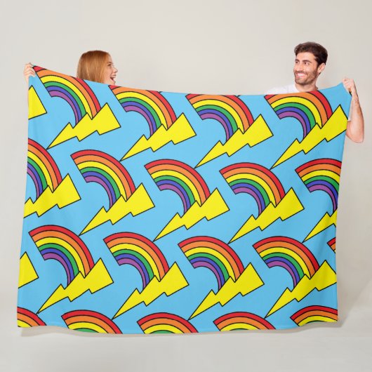 Blaue Blankette mit Rainbows und Blitzen Fleecedecke (Beispiel)
