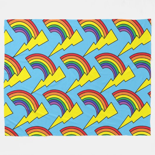 Blaue Blankette mit Rainbows und Blitzen Fleecedecke (Vorderseite (Horizontal))