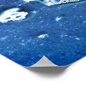 Blaue Bläschen Iss und Wasser Abstraktes Poster (Ecke)