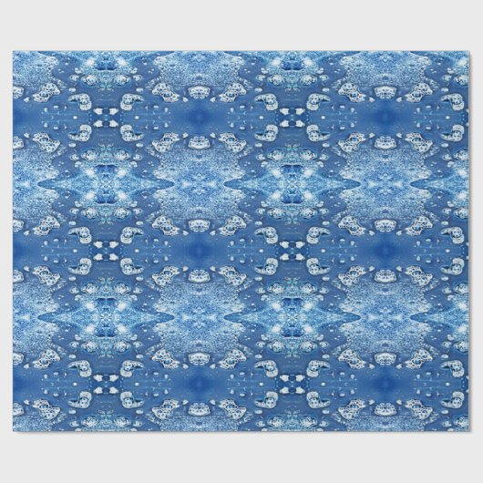 Blaue Blasen, Abstraktes Eiswasser Geschenkpapier (Flach)