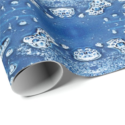 Blaue Blasen, Abstraktes Eiswasser Geschenkpapier (Rolleneckpunkt)