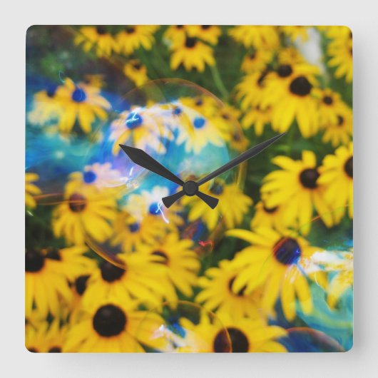 Blaue Blasen an den Toren! Quadratische Wanduhr (Vorderseite)