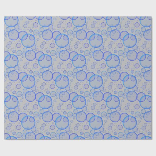 Blaue Blasen auf Grau Geschenkpapier (Flach)