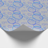 Blaue Blasen auf Grau Geschenkpapier (Ecke)