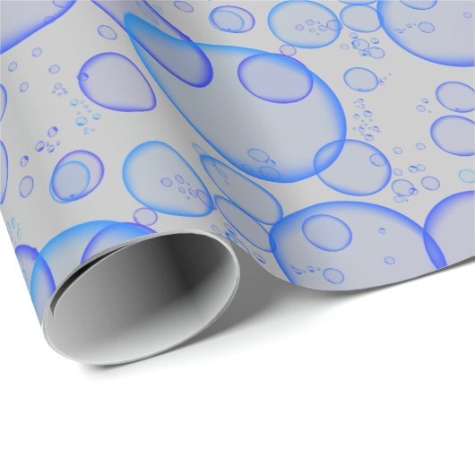 Blaue Blasen auf Grau Geschenkpapier (Rolleneckpunkt)