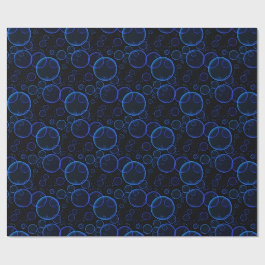 Blaue Blasen auf schwarz Geschenkpapier (Flach)