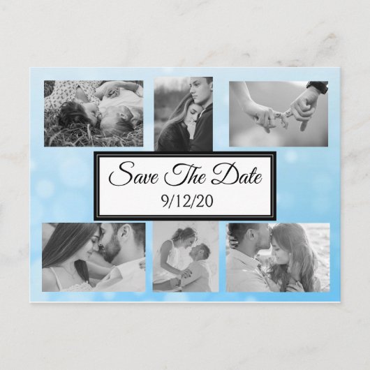 Blaue Blasen Foto Save the Date Postkarte (Vorderseite)