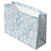 Blaue Blasen Geburtstag Große Geschenktüte (Rückseite Schrägansicht)
