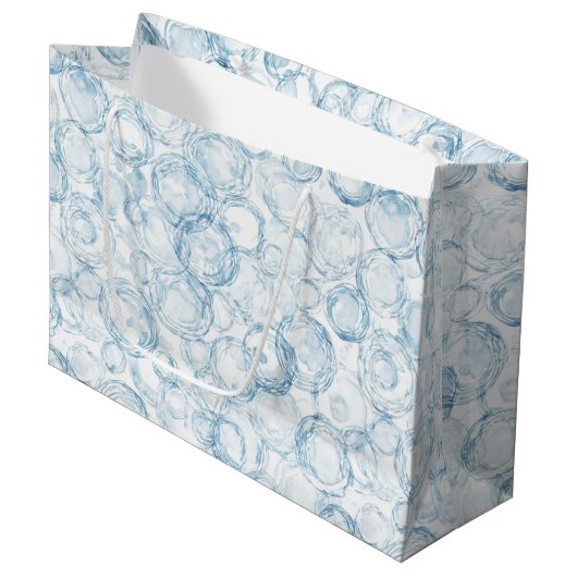 Blaue Blasen Geburtstag Große Geschenktüte (Vorderseite Schrägansicht)