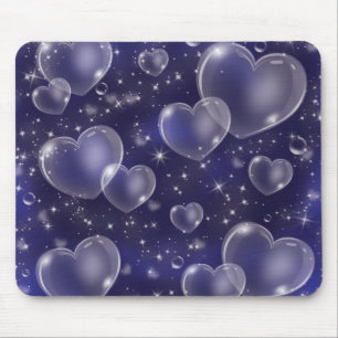 Blaue Blasen-Herzen Süßes Mädchen-Design im Stil d Mousepad