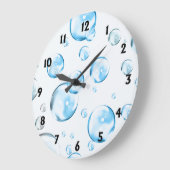 Blaue Blasen mit schwarzen Zahlen Große Wanduhr (Winkel)