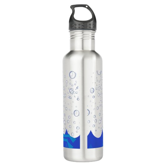 Blaue Blasen unter dem Namen des Meereshais Edelstahlflasche (Rückseite)