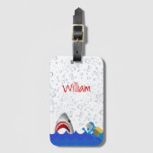 Blaue Blasen unter dem Namen des Meereshais Gepäckanhänger (Vorderseite Vertikal)