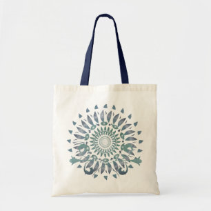 Blaue Blatt-Mandala Tragetasche
