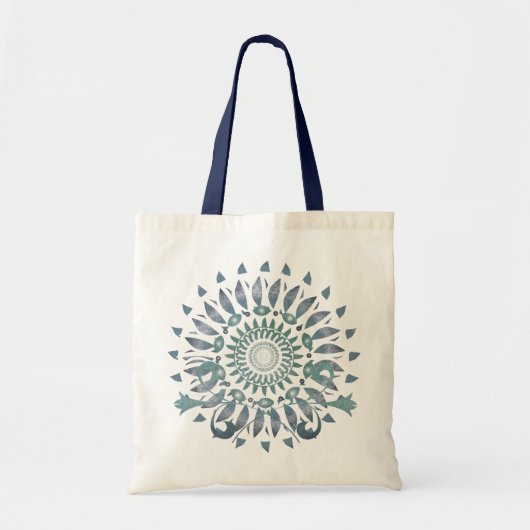 Blaue Blatt-Mandala Tragetasche (Vorne)
