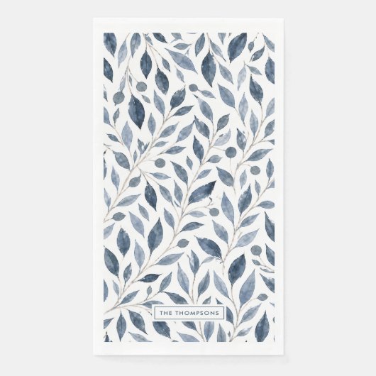 Blaue Blatt Personalisierte Papier-Gastservietten Serviette (Vorderseite)