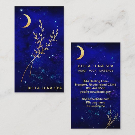 *~* Blaue Blätter aus Mondblättern Visitenkarte (Vorne/Hinten)