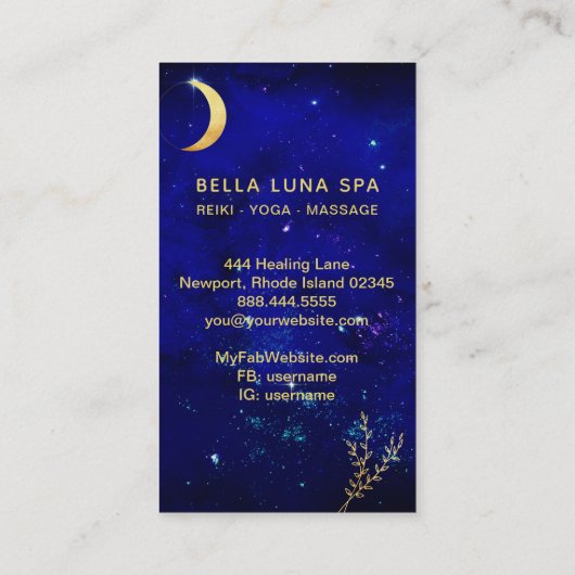 *~* Blaue Blätter aus Mondblättern Visitenkarte (Rückseite)