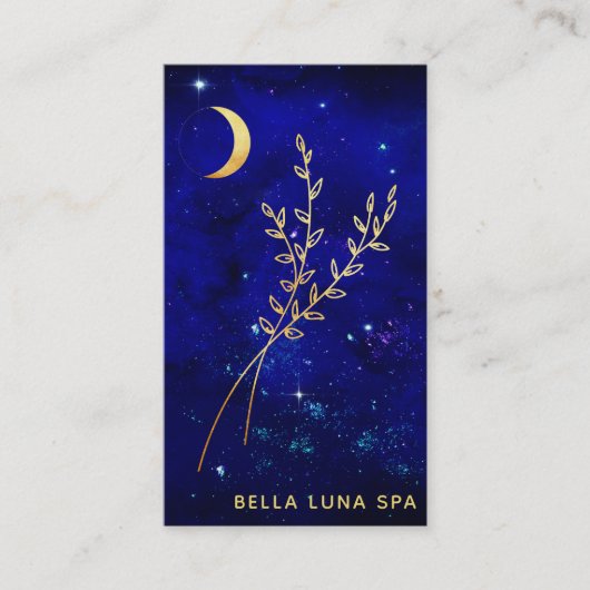 *~* Blaue Blätter aus Mondblättern Visitenkarte (Vorderseite)