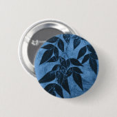 Blaue Blätter Button (Vorne & Hinten)