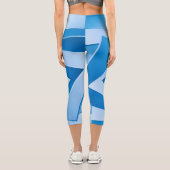Blaue Blätter Capri Leggings (Rückseite)