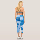 Blaue Blätter Capri Leggings (Rückseite)