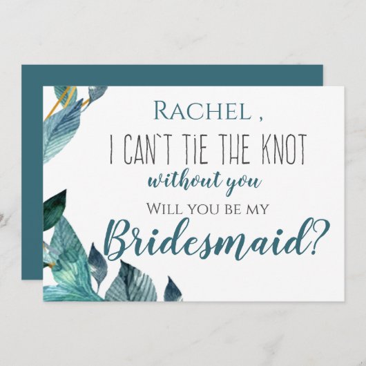 Blaue Blätter, die ich ohne dich nicht Krawatte ka Einladung (Vorne/Hinten)