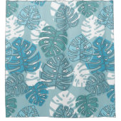 blaue Blätter Duschvorhang (Vorderseite)