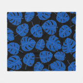Blaue Blätter Fleecedecke (Vorderseite (Horizontal))