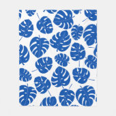 Blaue Blätter Fleecedecke (Vorderseite)