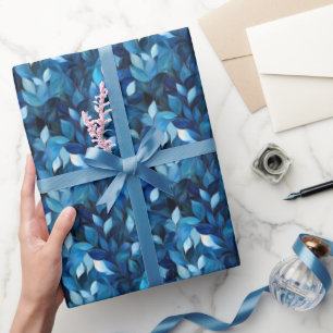 Blaue Blätter Geschenkpapier