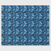 Blaue Blätter Geschenkpapier (Flach)