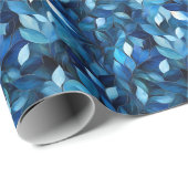 Blaue Blätter Geschenkpapier (Rolleneckpunkt)
