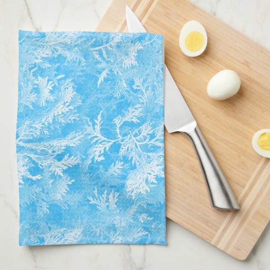 Blaue Blätter Geschirrtuch (Viertel Falte)
