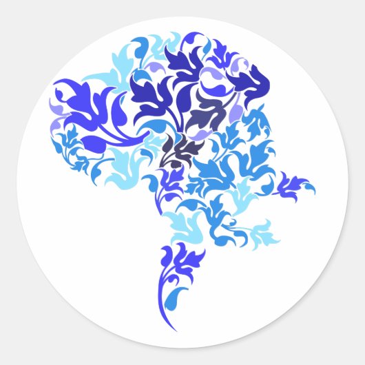 Blaue Blätter Great Dane Runder Aufkleber (Vorderseite)