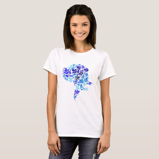 Blaue Blätter Great Dane T-Shirt (Vorne ganz)