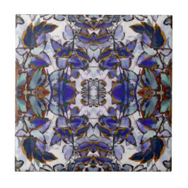 Blaue Blätter Kaleidoskop Tile Fliese