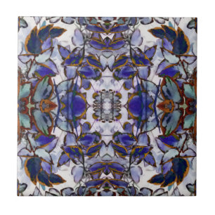Blaue Blätter Kaleidoskop Tile Fliese