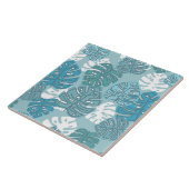 Blaue Blätter Keramik Fliese (Seite)