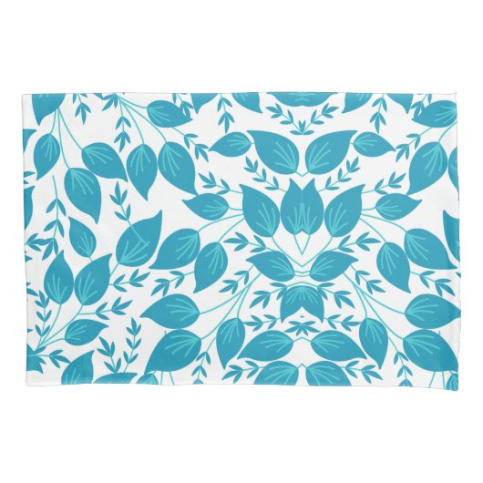 Blaue Blätter Kissenbezug (Vorderseite)