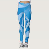 Blaue Blätter Leggings (Vorderseite)